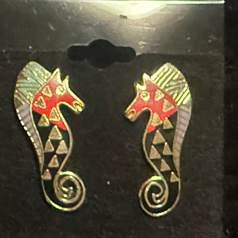 🌊Very Nice Vintage Laurel Burch Sea Stallon Colorful Seahorse Earrings